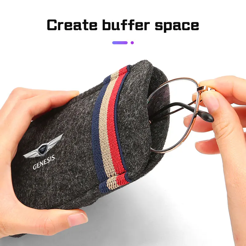 For Genesis G80 G70 G90 EQ900 GV70 GV80 GV60 GV90 X Felt suede Car Visor Storage Bag Glasses Clip Card Ticket Sunglasses Holder