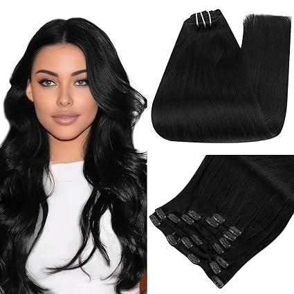 Volglans Clip-in Hair Extensions Echt haar Balayage Kleur Dubbelgetrokken Groot Gewicht 150G Dikker Braziliaans 100% Echt haar - afbeelding 1