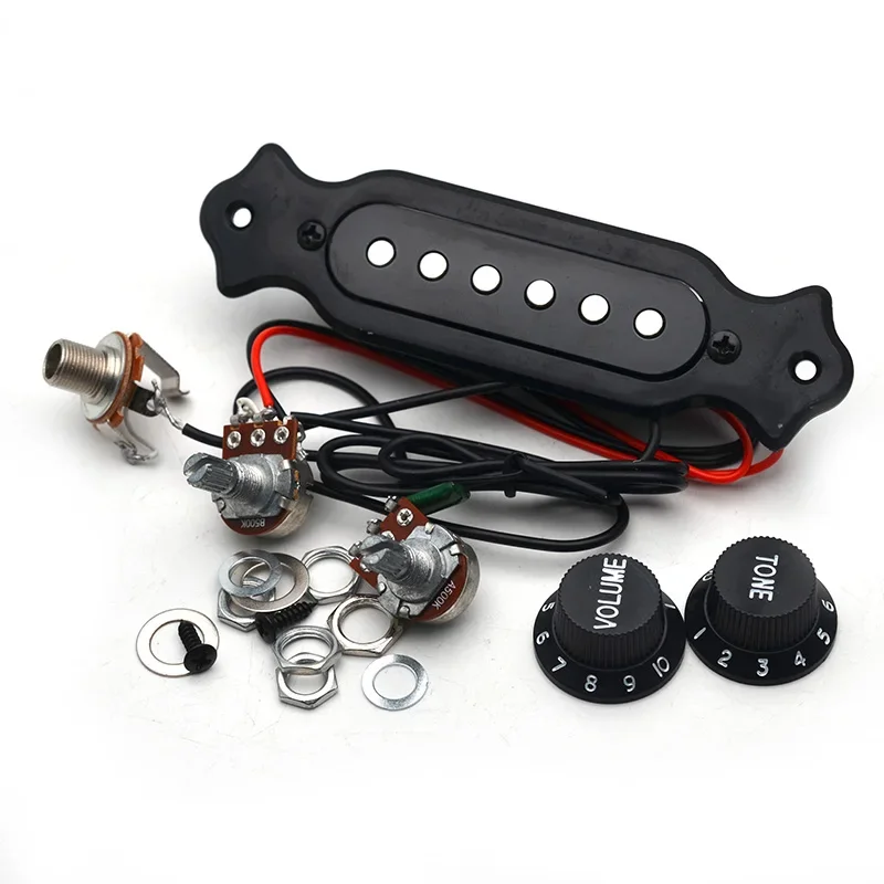 6 Strings Pre-Wired Pickup Set for Acoustic Guitar, Sound Hole Pickup, Pots Knobs, Jack Soundhole Pickup, Multi-color