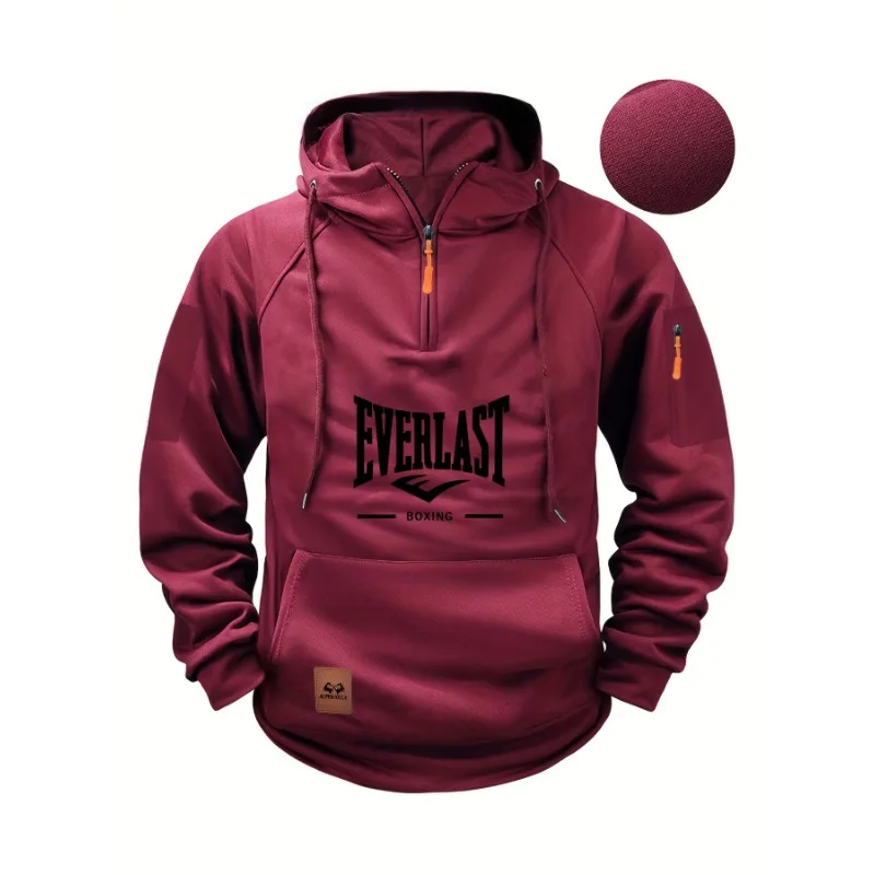 

Men's Hoodie with Zipper, Multi-pocket, Fashionable, Casual and Sporty Hooded Long-sleeved Sweatshirt for Autumn and Winter 2025