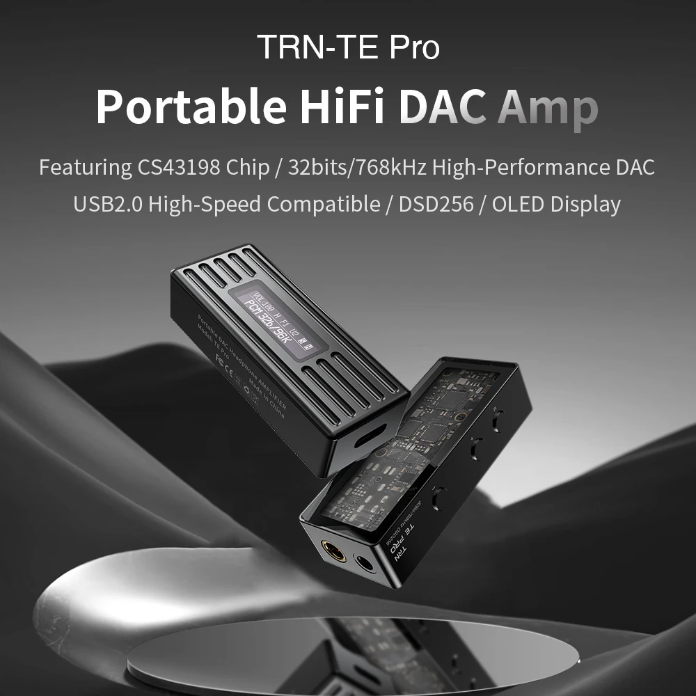 TRN-TE proポータブルヘッドフォンアンプ,dacデコーダー,32ビット,768KHz,dsd256,デュアルcs43198をサポート