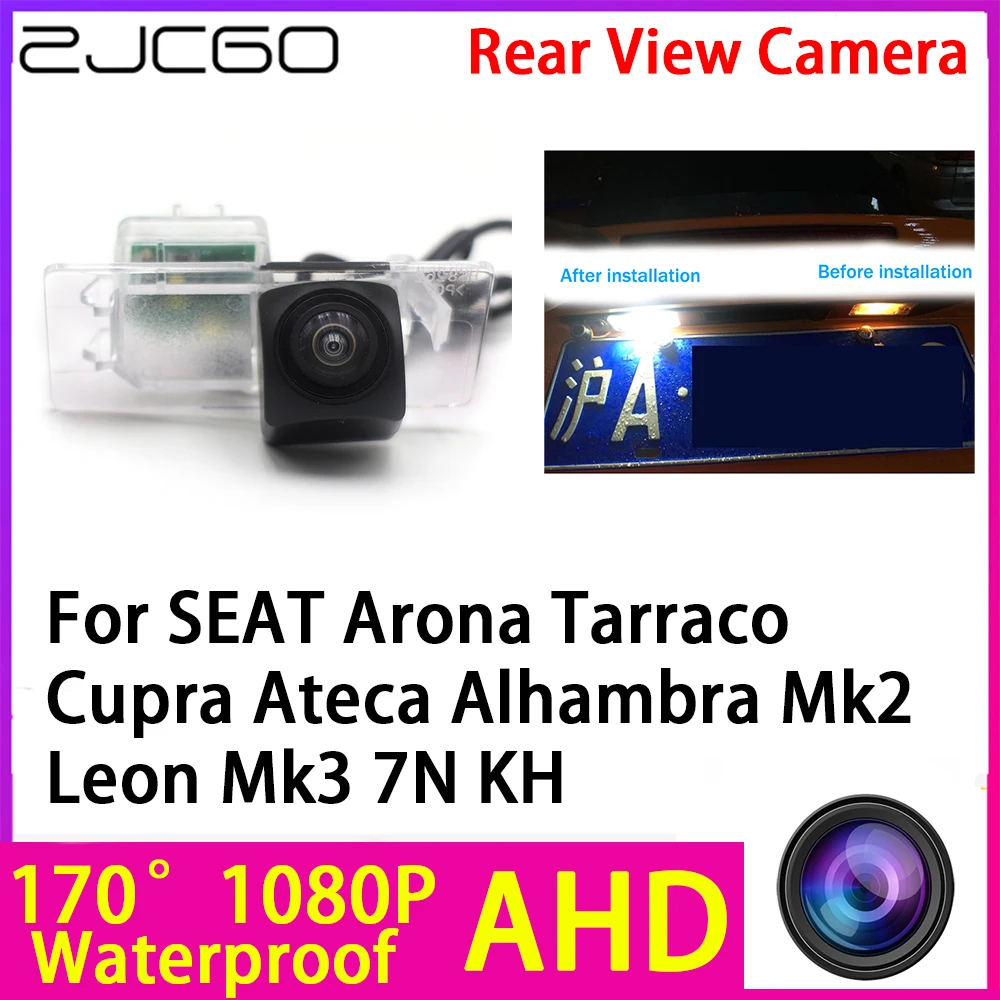 

ZJCGO AHD 1080P Reverse Rear View Camera Night Vision Waterproof for SEAT Arona Tarraco Cupra Ateca Alhambra Mk2 Leon Mk3 7N KH