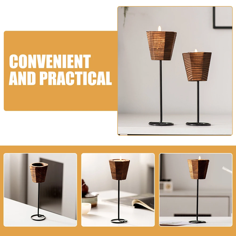 

Candlestick Holder Wedding Tealight Candlesticks Holders Conical Wood Farmhouse Dining Table Centerpiece Rustic