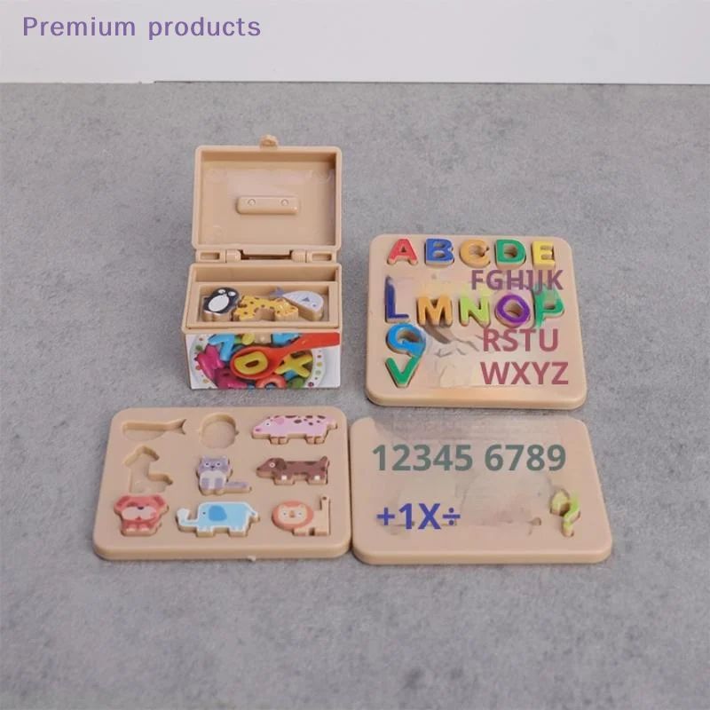 1 Set Simulazione in miniatura Piccoli giocattoli ornamentali per modello di casa delle bambole Lettere Numeri Blocco Puzzle Ordinamento Mattoni matematici Bambini