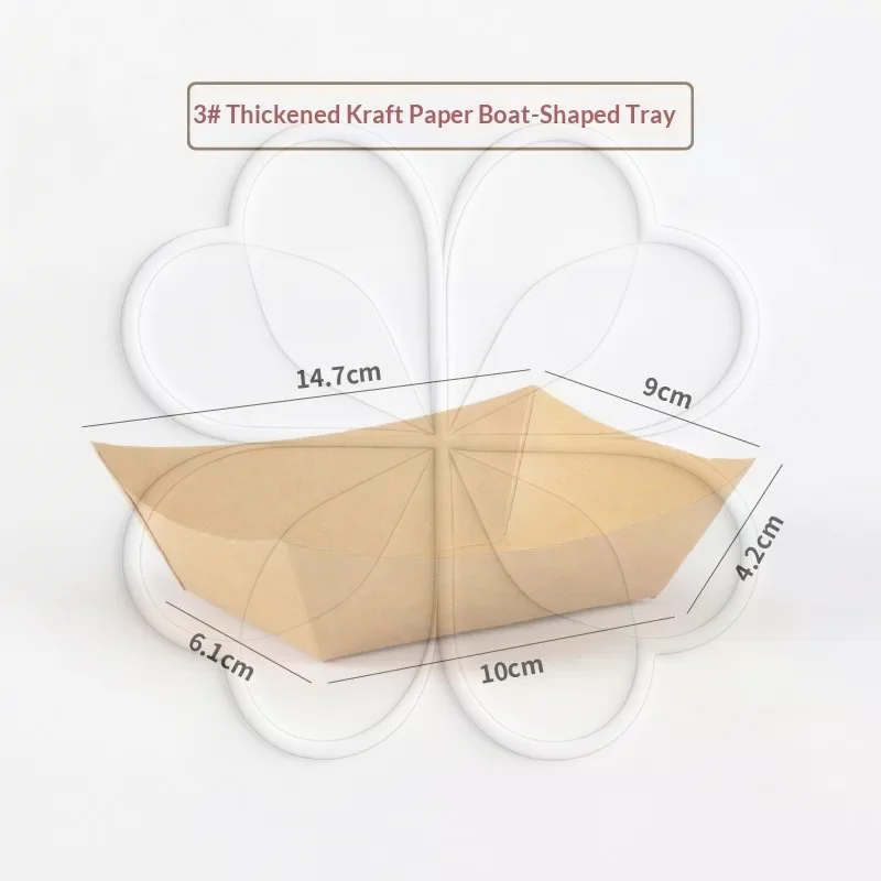 Disposable 50Pcs Kraft Boat Food Trays Leakproof Serving Containers for Outdoor Camping Snack Picnics