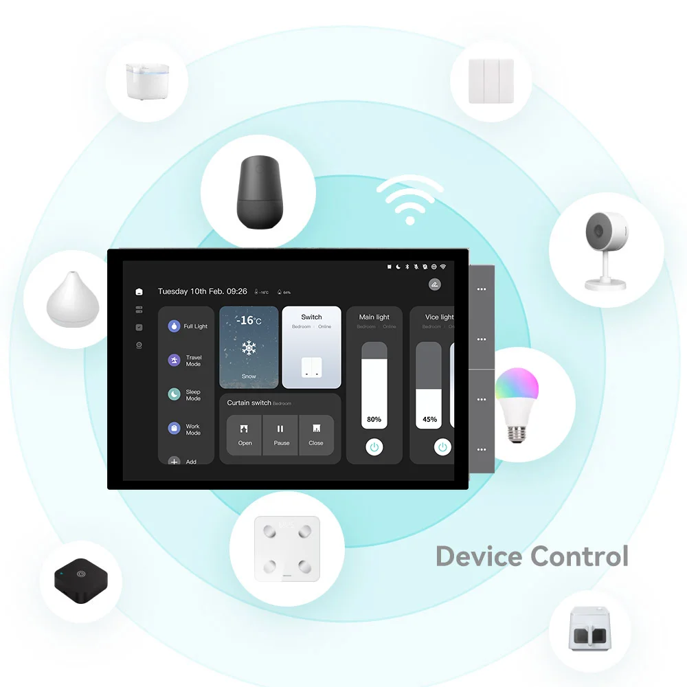 Jianshu LCD de 10 pol. Interruptor De Parede de Cena Inteligente Tela Sensível ao Toque Para Tuya Para ZigBee Alexa Original Comando de voz Português