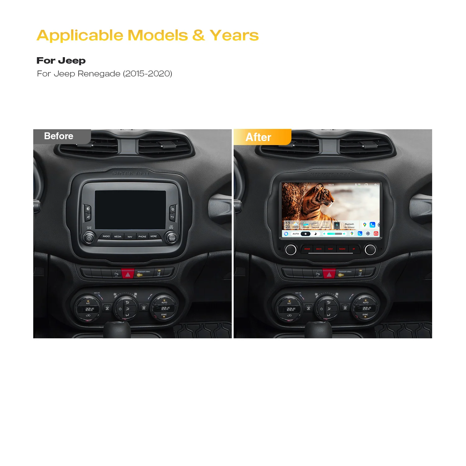 XTRONS 9'' Android 14 For Jeep Renegade 2015-2020 Car Multimedia Player Stereo Built-In Wireless Carplay Auto GPS 8 Core 8+128GB