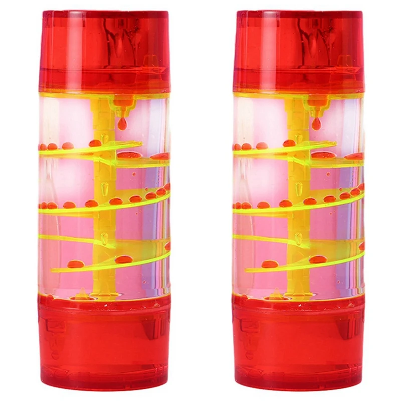 2X Red-Hourglass Center Column Turntable Oil Drop Hourglass Jelly Color Leisure Daze Oil Leak Home Crafts Decor