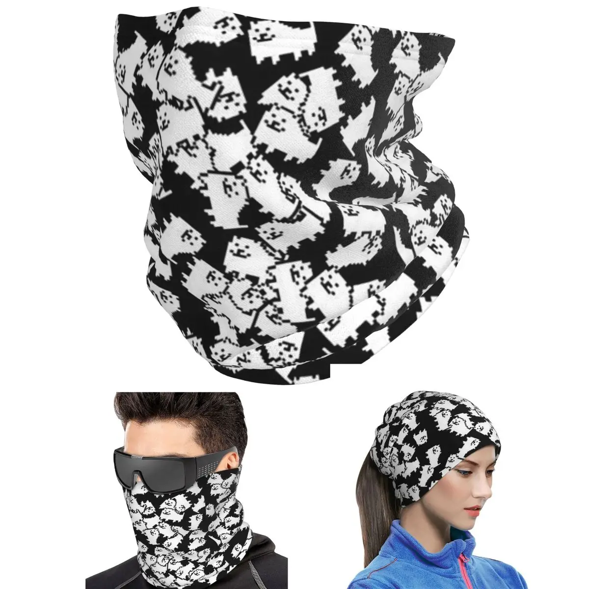 Undertale Annoying Dog Video Game Cute Bandana Neck Gaiter Printed Face Scarf Hiking Fishing Face Mask For Men Women Breathable
