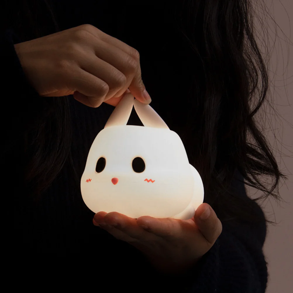 

1Pcs Rabbit Silicone Night Light Cute Bunny Shape Rechargeable Bedside Lamp Soft Light for Baby Room Rechargeable Bedside Lamp