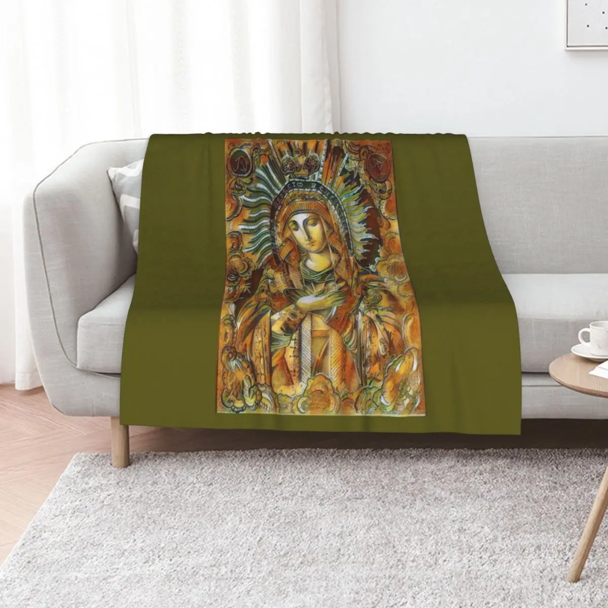 Virgin Mary Engraving - Costa Del Sol Throw Blanket Shaggy Luxury Throw Moving For Sofa Thin Sofa Throw Blankets