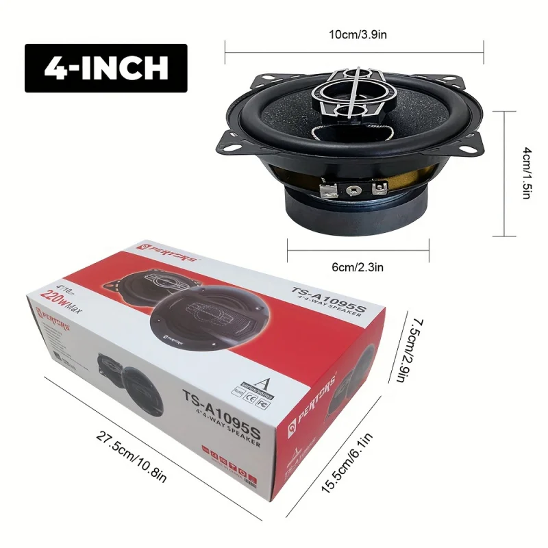 a Pair MAX.220W 4Inch 4Car coaxial speaker，HIFIStereo full-range car speakers，12VCar Audio， Car audio upgrade and modification，