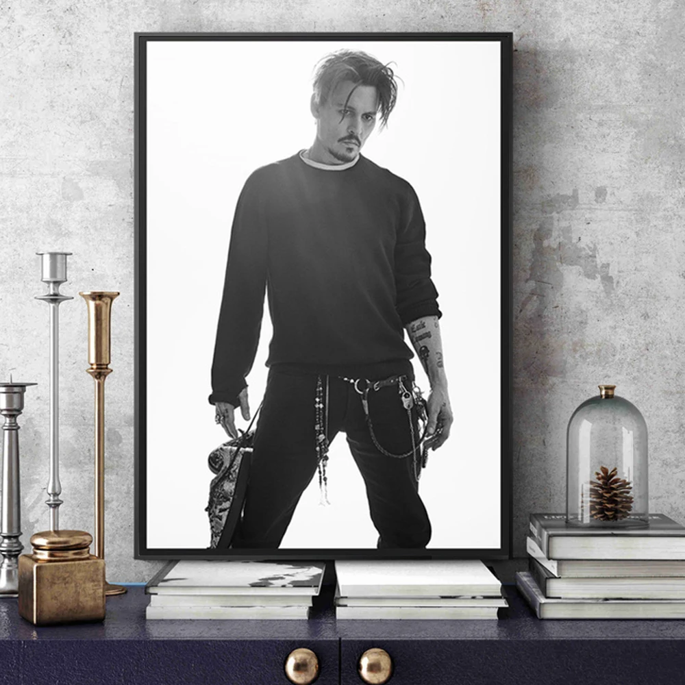 Actor Johnny Depp Poster Canvas Painting Famous Movie Star Picture Mural Prints Living Room Bedroom Home Decoration Gift Cuadros