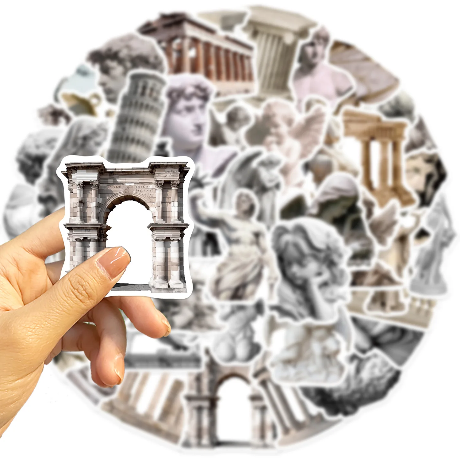 50Pcs Vintage Art Sculpture PVC Sticker Aesthetic Chidlren's Stationery Decoration Scrapbooking School Supplies