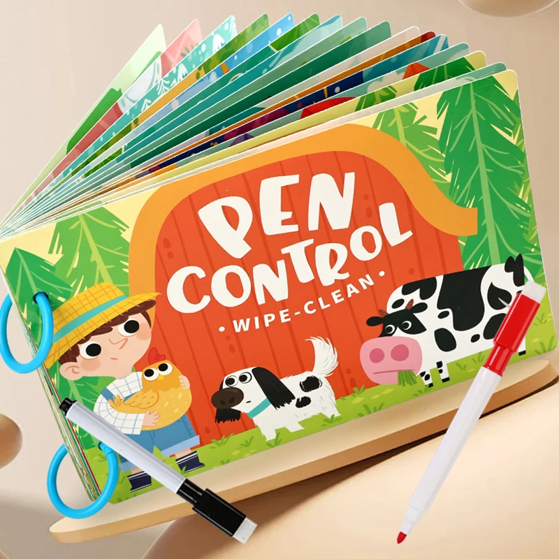 Children Pen Control Books Montessori Learning Toys Tracing Writing Painting Wipe Off Activity Workbook Educational Toys