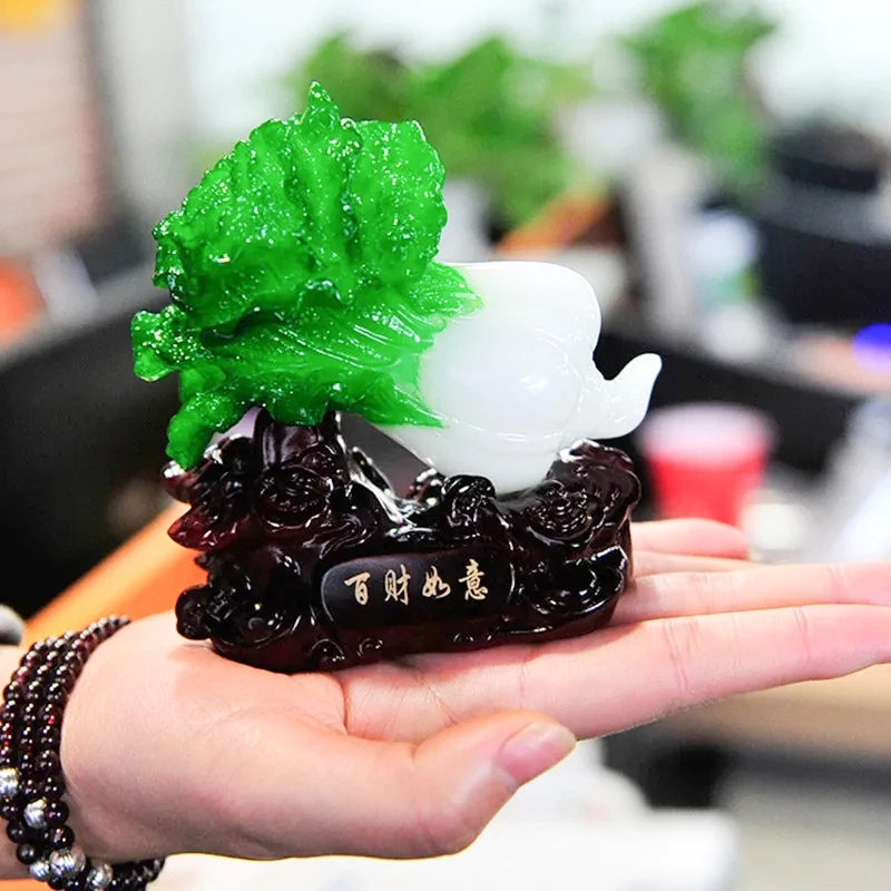 Housewarming New Home Gift Jade Cabbage Figurines lucky Mascot Ornaments Office Home Decoration Accessories