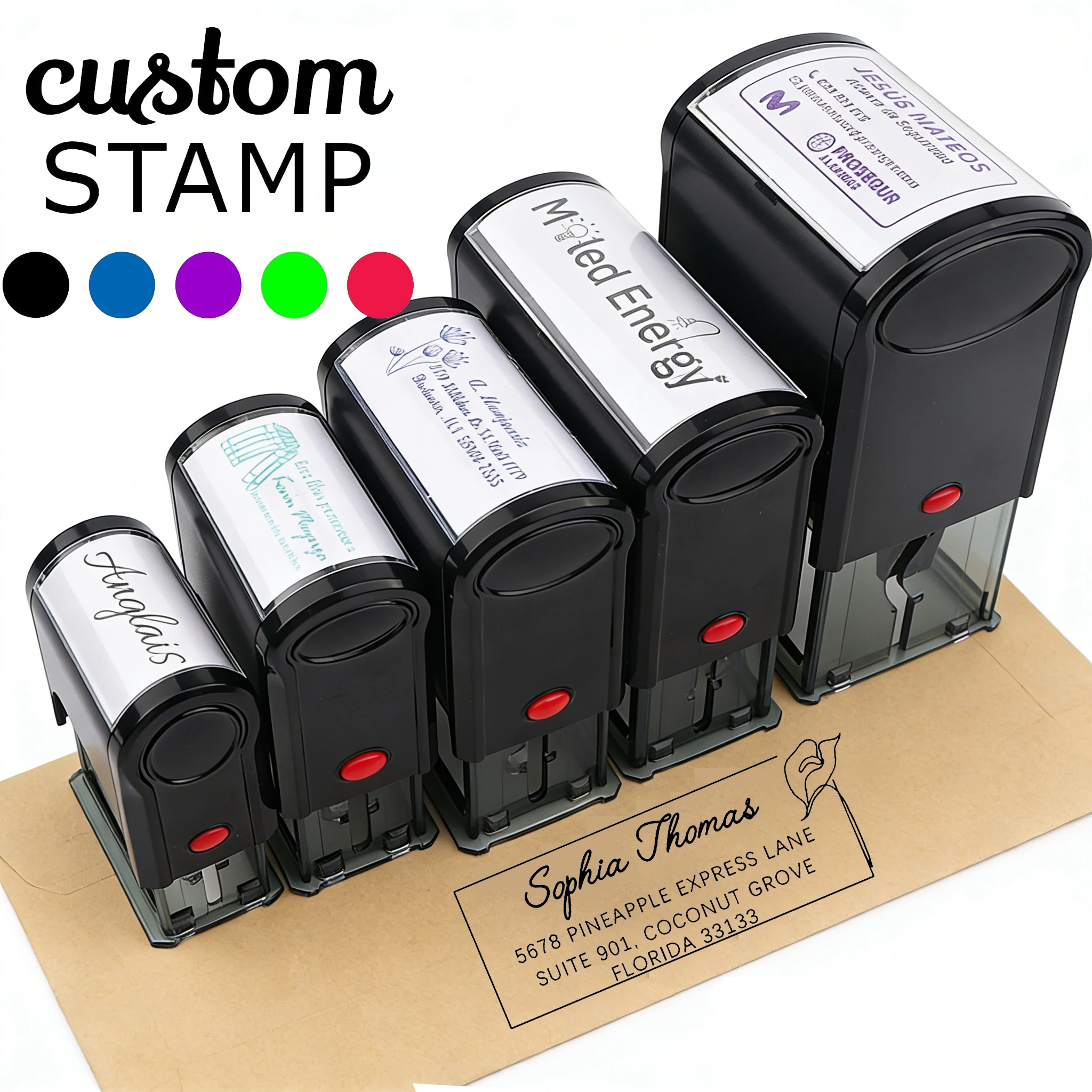 

Rectangular Logo Custom Signature Stamps Self-Inking Stamp Personalized Address Hand Writting Name for Business Office File