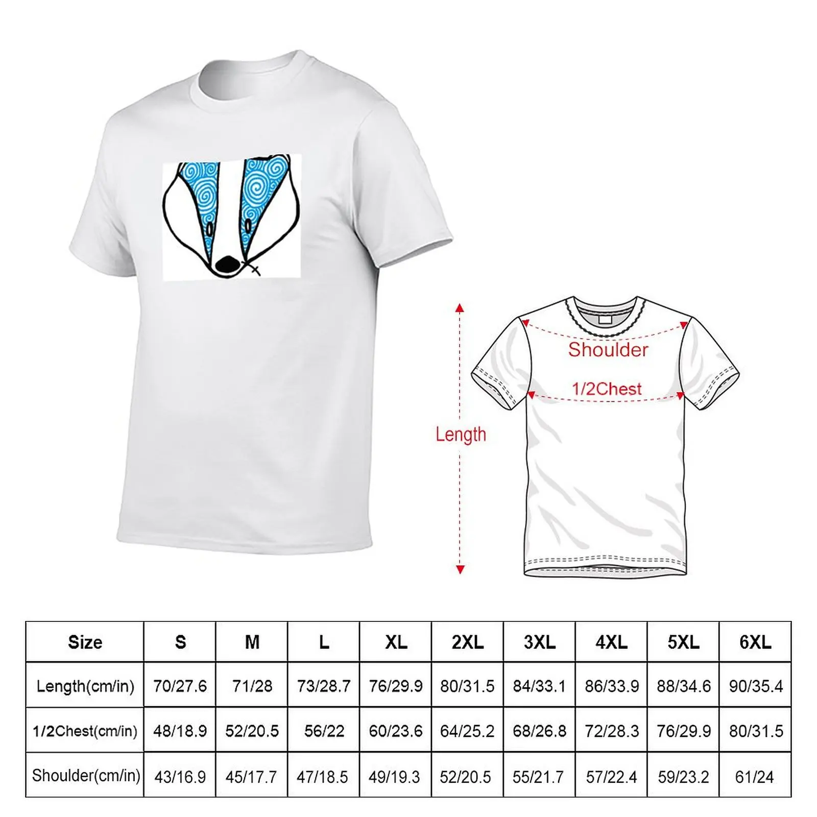 Brusque Badger T-Shirt Art Pattern Printed Casual Top