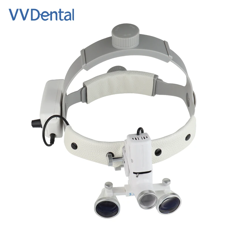 VVDental LED Dental Light Lamp 2.5X/3.5X Binocular Loupes Adjustable Brightness Spot 5W Headlamp Surgical Headlight for Dental L