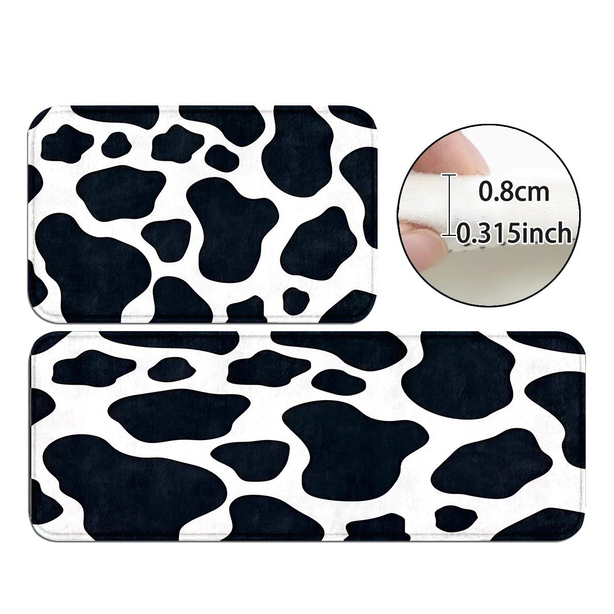 Pink Owl Color Dot Mat, Black White Cow Spot Door Mat, Realistic Cow Head Runner, Sunflower Rooster Oil Painting Mat Set.