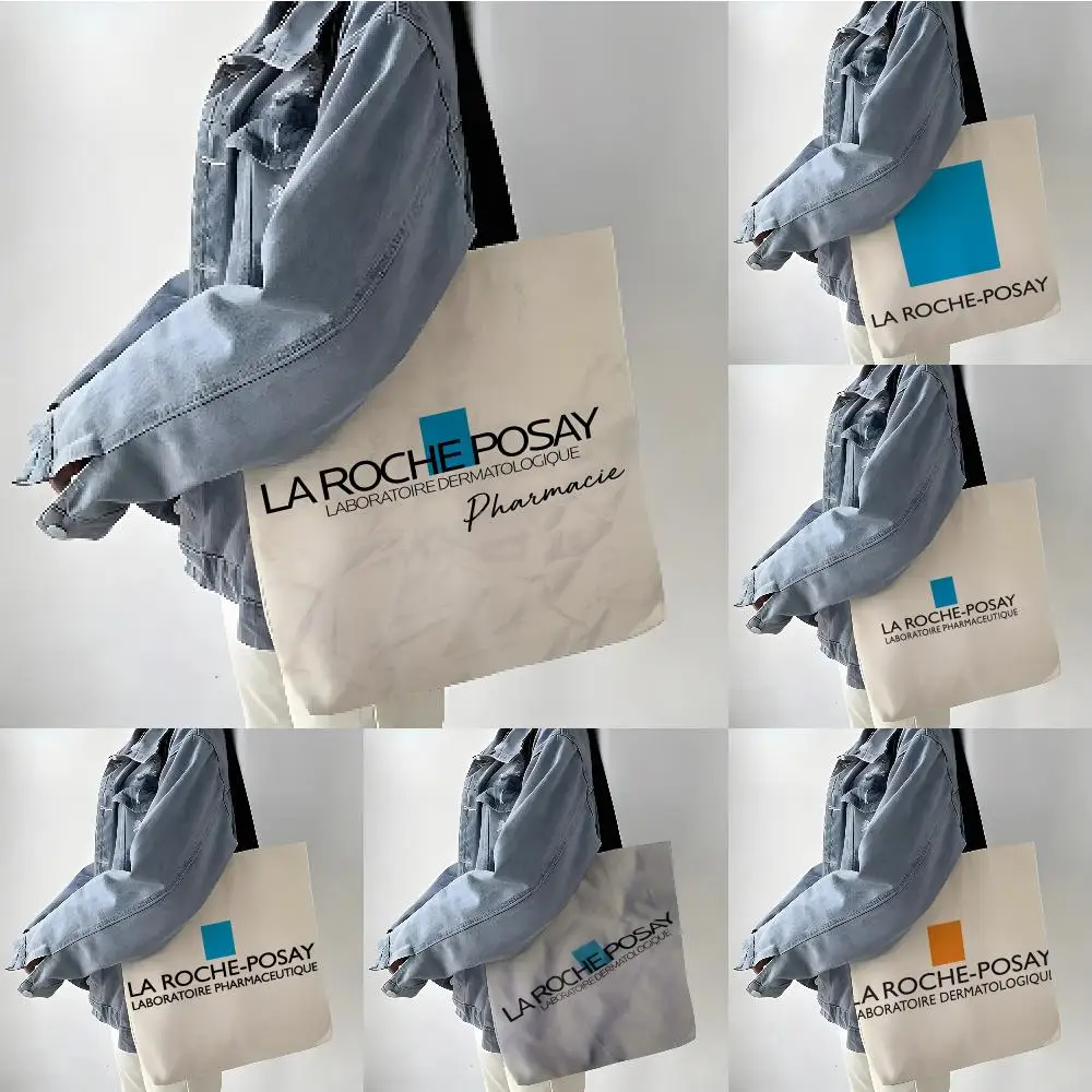 Bolsas de almacenamiento francesas La Roche Skincare Posay, bolsa de compras de lino, bolsa de almacenamiento reutilizable para comestibles, portátil, de gran capacidad
