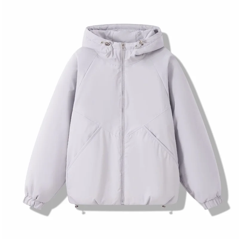 패션 재킷 여성용 신상 가을 겨울 2025 후드 따뜻한 솜 패딩 코트 끈 조절 캐주얼 아우터 루즈 여성용 외투 상의