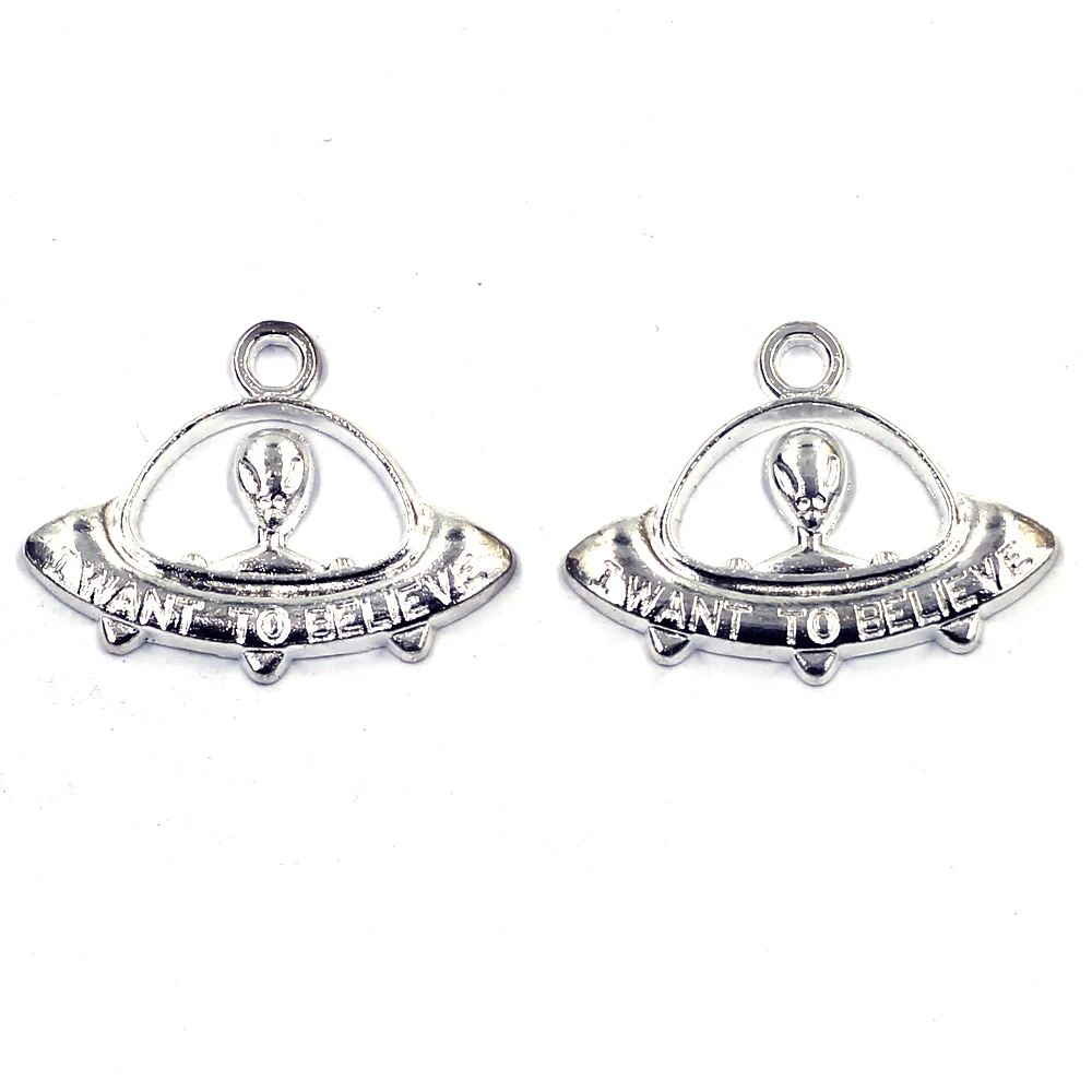 

20PCS Silver Tone Alien Spacecraft Charm Pendants 31x23mm DIY Jewelry Handicrafts Accessories Creative Handmade Material