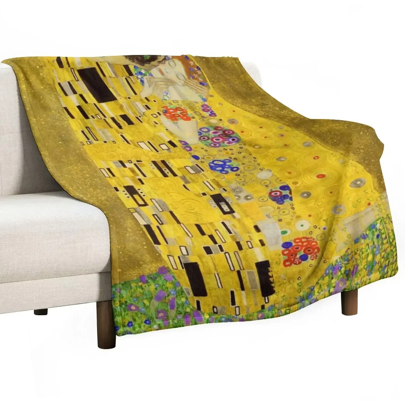 

New The Kiss (High Resolution), Gustav Klimt Throw Blanket Bed linens Weighted Sofas Blankets