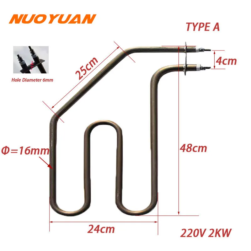 220V Stainless Steel Electric Tubular Heater Industrial Sauna Oven Heating Element 2KW/2.5KW