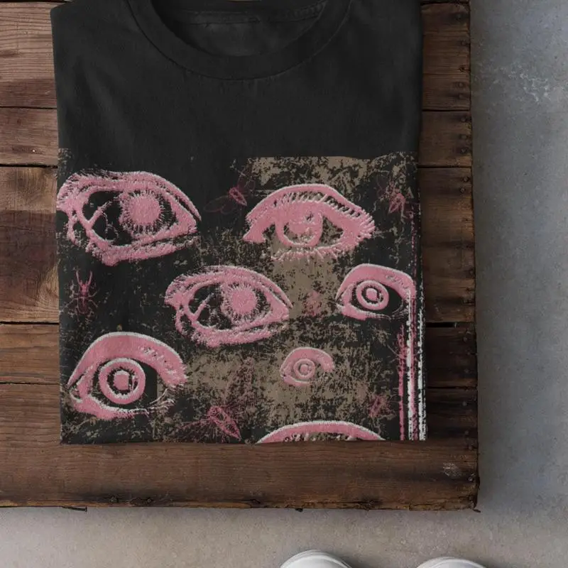 Goth Eyes Art T Shirt Grunge Clothing Alt Harajuku Clothes Alternative Pastel Goblincore Dark Cottagecore