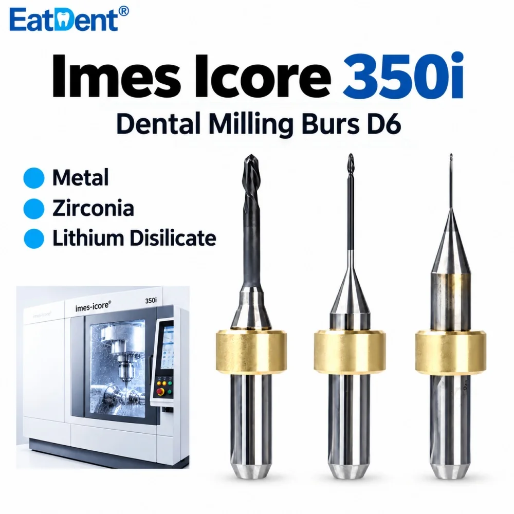Imes Icore 350i Dental Milling Burs Diamond Coated for Zirconia Lithium Disilicate/Emax Glass-ceramic Metal DC D6 Grinding Drill