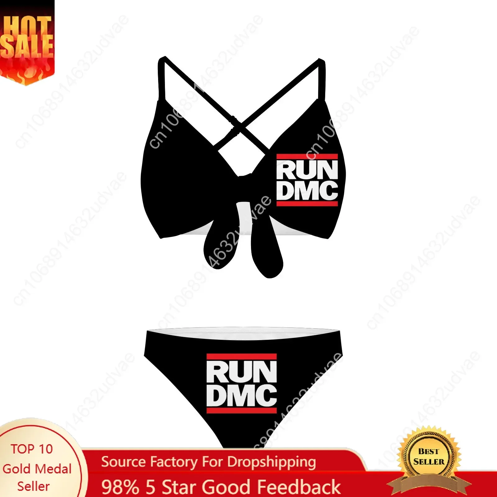 Run DMC Bathing Suits Cross Strap Suspenders Swimsuits Womens Personalized Bikini Pool Party Swimwear Customized Beachwear