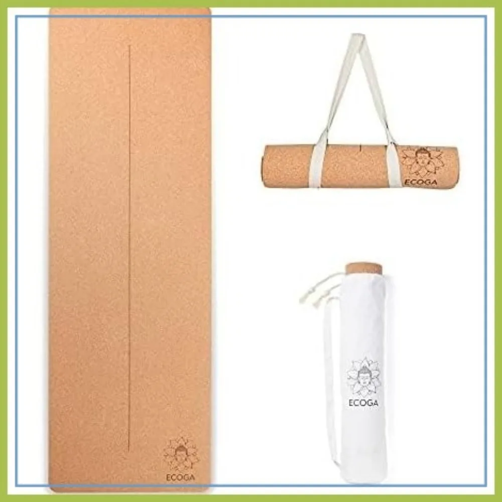 

Cork Yoga Mat with Alignment Marks 5mm Thick Non Slip Hot Yoga Mat Eco Friendly Non Toxic Includes Strap and Bag