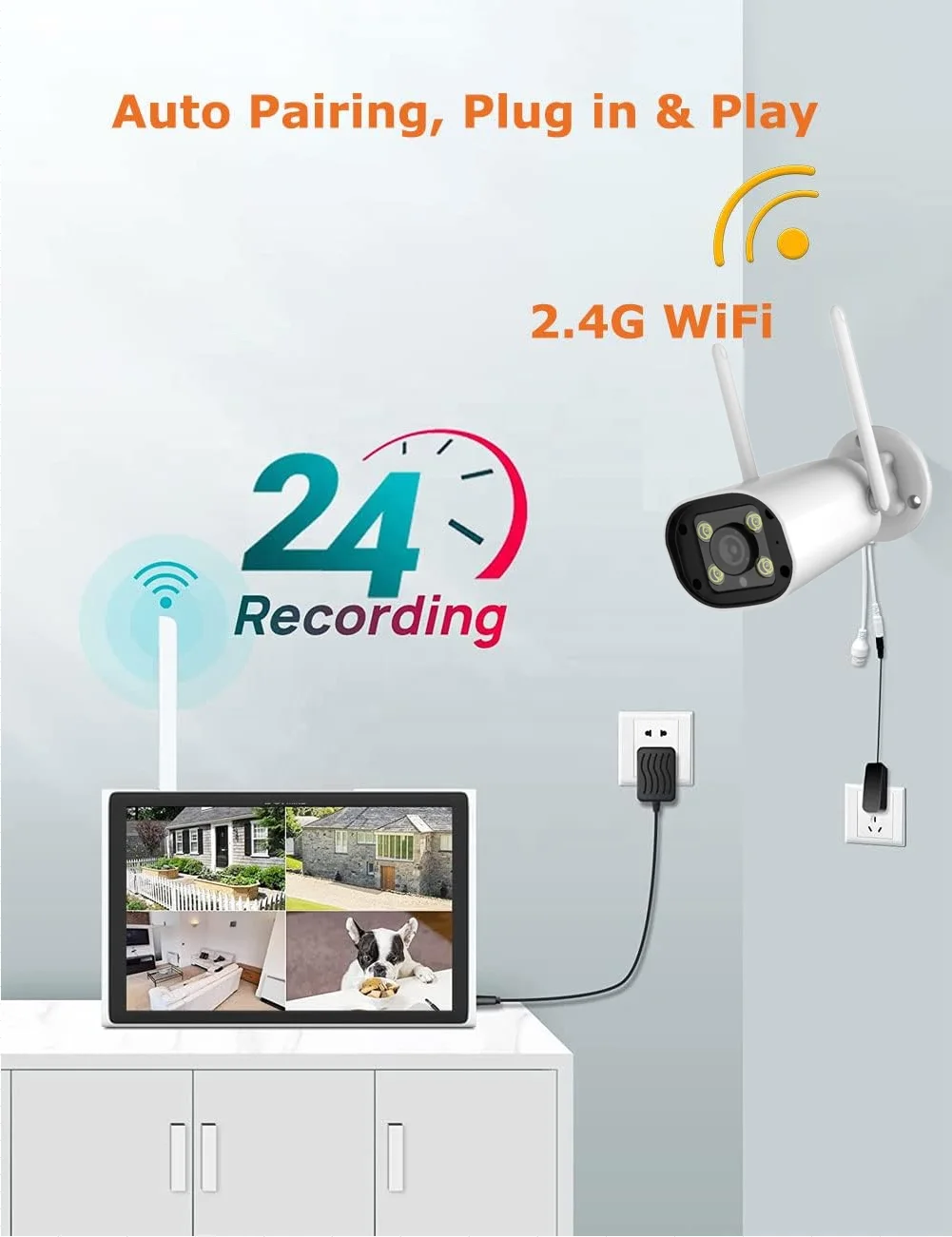 Sistema de cámaras de seguridad inalámbricas para el hogar, Kit de vigilancia CCTV con cara de Ia inteligente de 10 pulgadas, 7 pulgadas, 1080P, LCD, NVR