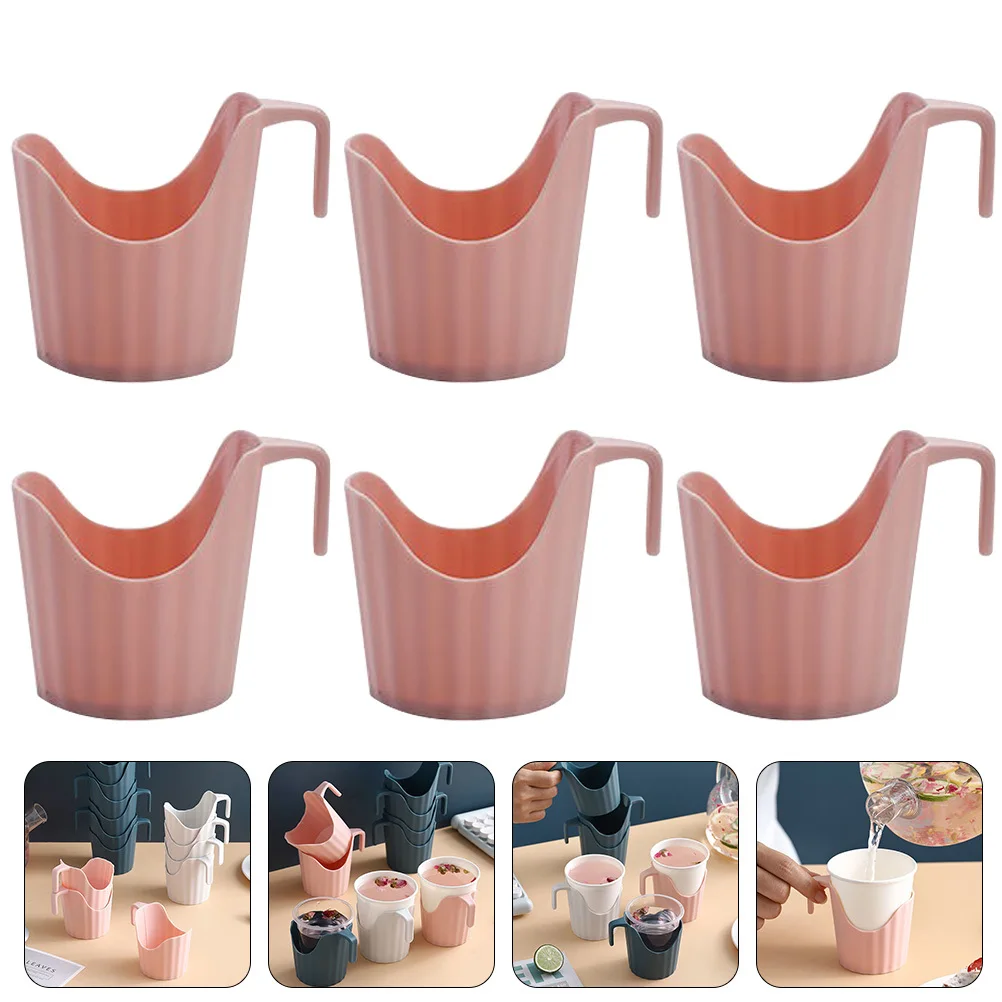 

6pcs Anti-Scald Paper Cup Holder Premium Plastic Sleeve For Coffee Tea Disposable Cups Household Office Party Use Cup Holder