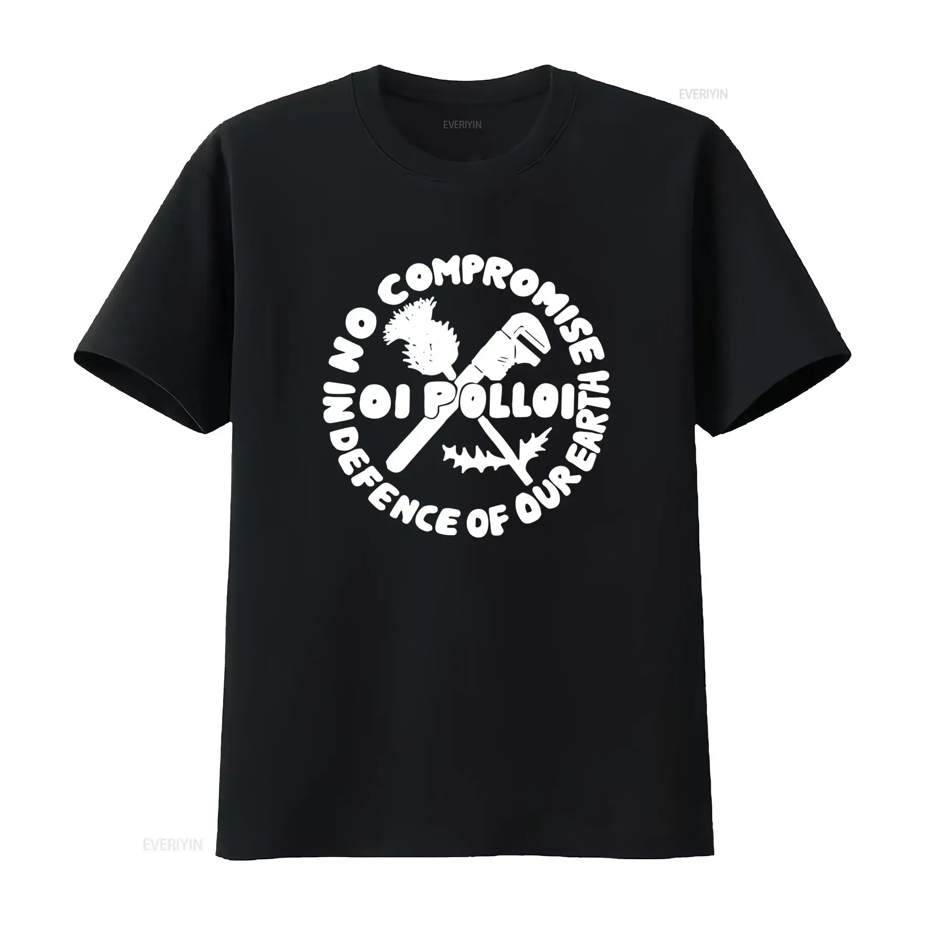 OI POLLOI No Compromise Punk Earth Defense Vegan T Shirt Skin Resist Design vintage Washed Slightly Comfortable Stylish Soft