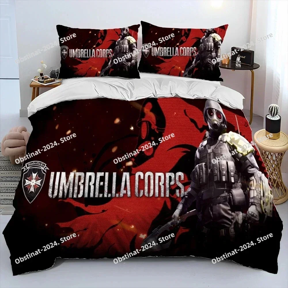 

3D R-Resident Evil Games Gamer Bedding Set Printed single Comforter Quilt Duvet Cover Pillow Case 3 Pieces Sets Kids Adult Size