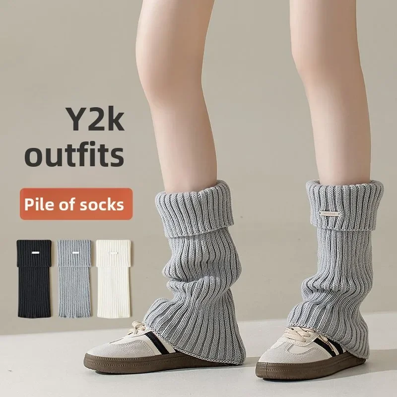 Otoño e Invierno nuevas mallas estándar de Metal combinables calcetines de pierna subcultura calcetines de gama alta sensación de Color sólido calcetines de pila mujeres