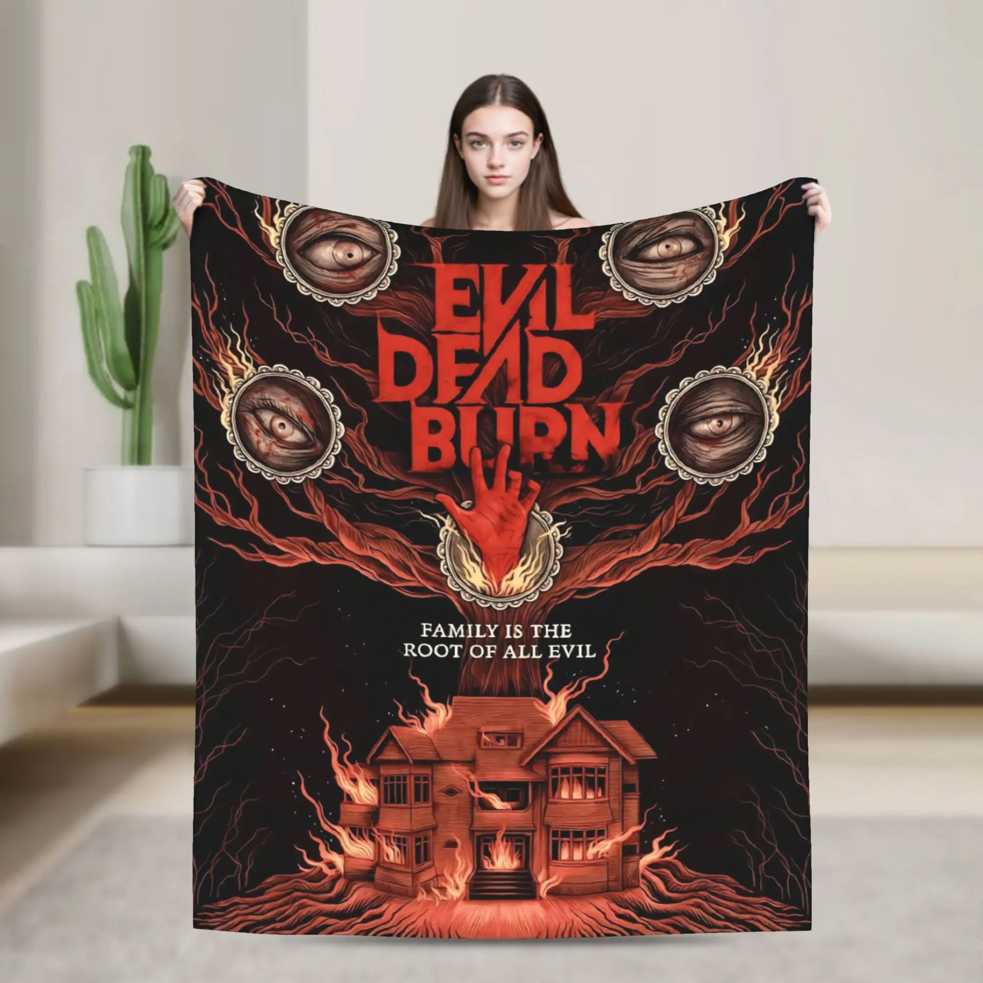 Super Soft Evil Dead Burn Throw Blanket Premium Fleece Flannel Lightweight  Bed Blanket Cozy Fluffy Bedspread All Season Use