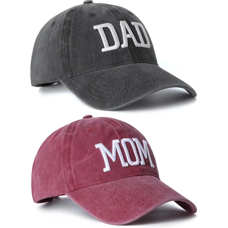 Mom and Dad Men's and Women's Baseball Hats Sports and Leisure Classic Set 2 Embroidered Adjustable Parents Couple Gifts