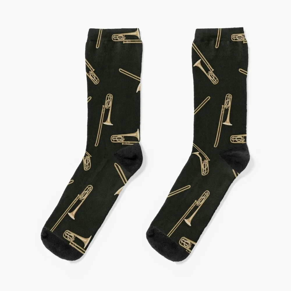 

Trombone on black Socks custom ankle valentine gift ideas Heating sock Socks Woman Men's