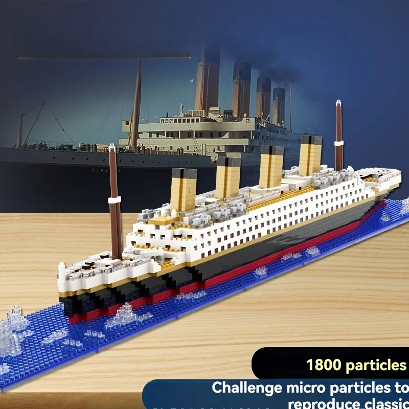 Titanic Mini Building Blocks DIY Assembled Boat Model Difficult Building Blocks Toy Cruise Ornaments Educational Handmade