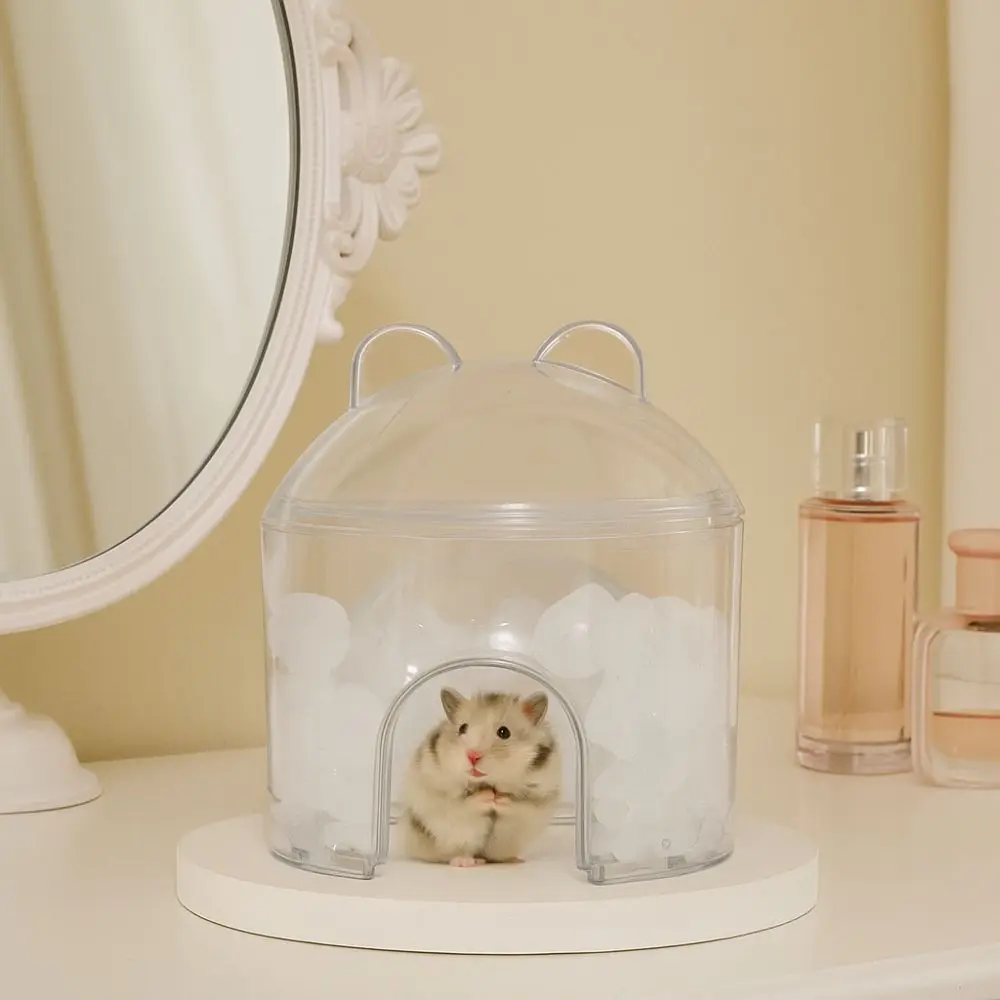 

Transparent Hamster Cooling House PET Hollowed-out Hamster Cooling Habitat Cute Hamster Sleeping House High Temperatures