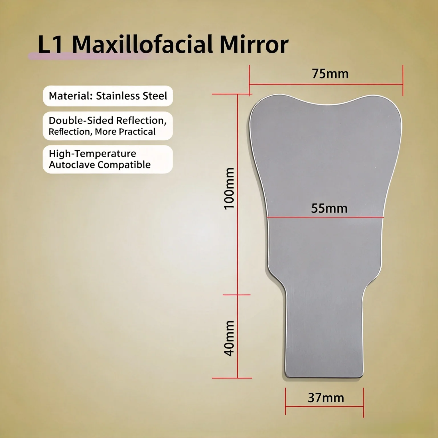 Dental Stainless Steel Anti‑Fog Reflector With Shadowless Light Double‑Sided Mirror Oral Orthodontic Handle Kit Intraoral Camera