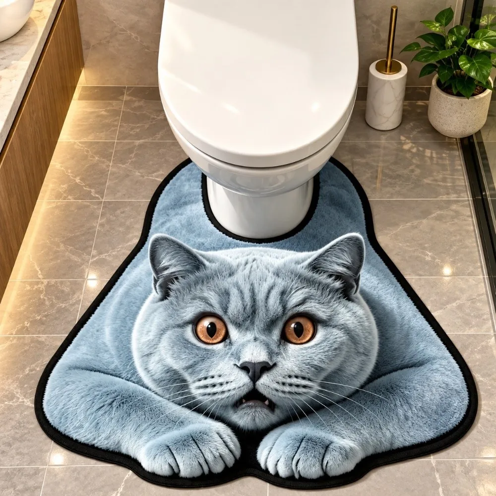 40×50CM 50×60CM Lifelike Animal Toilet Floor Mat Crystal Velvet Water-absorbing Toilet Rug Non-slip Washable Toilet Floor Mat