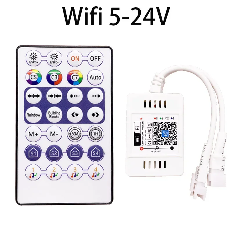 WiFi Voice 2 output SPI Alexa Google Controller for WS2811 WS2812 WS2815 Pixel LED Strip Light IOS Android APP 5-24V