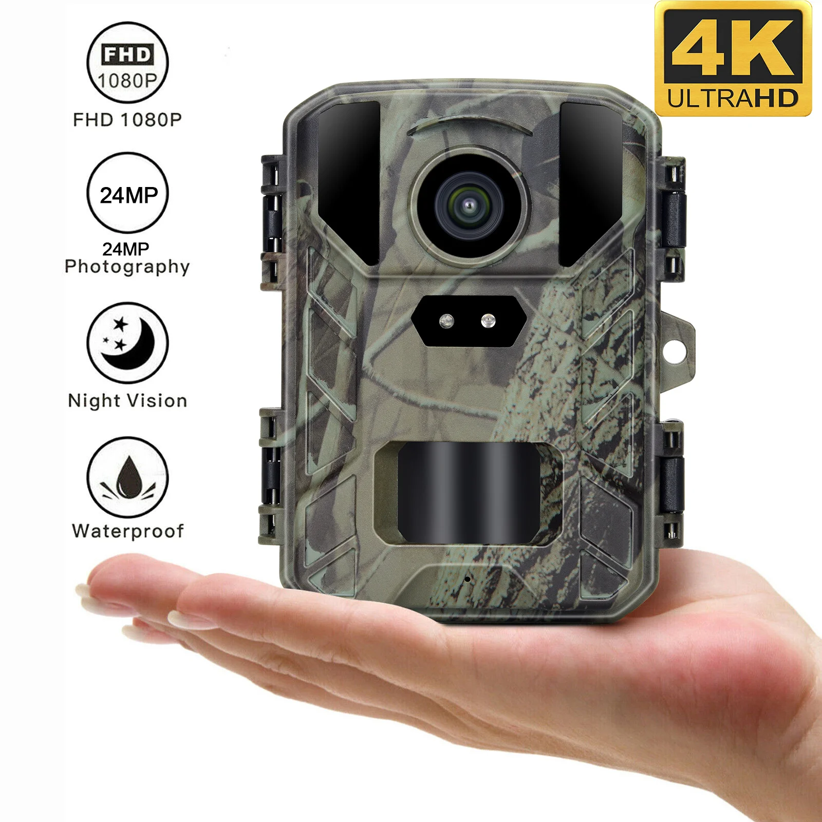 4K MiNi800 Mini Wildlife Hunting Camera 50MP Keep Way Trail Camera Waterproof HD Night Vision Infrared Photo Trap with 256GB Car