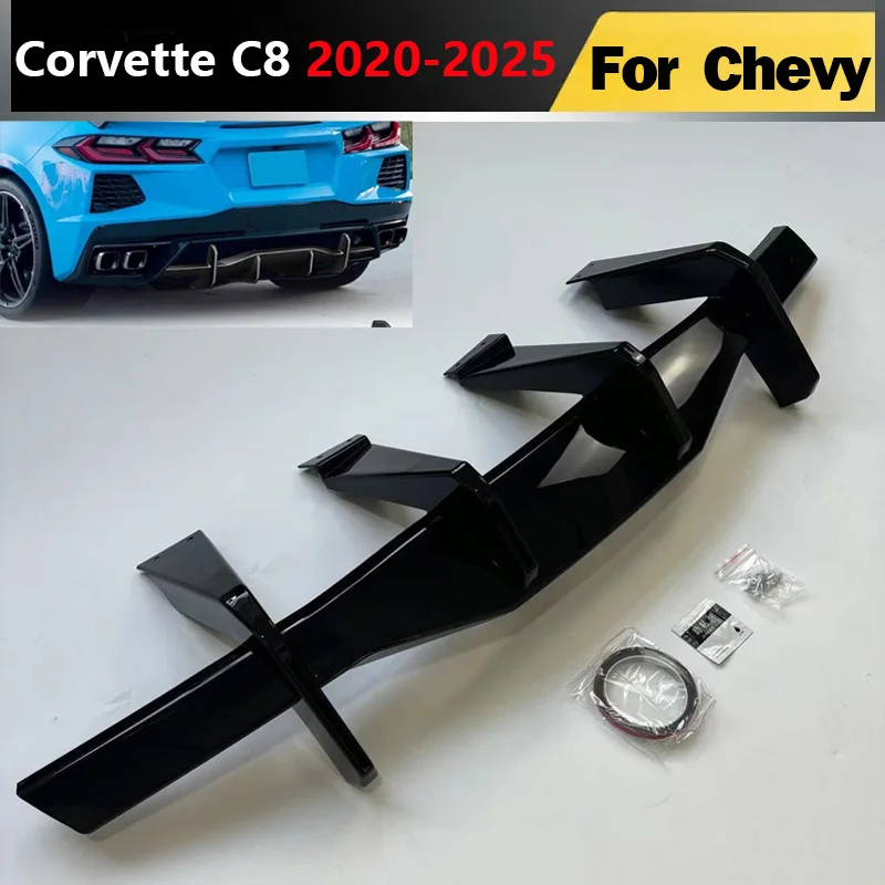 Para Chevy Chevrolet Corvette C8 2020-2025 parachoques trasero labio alerón divisor difusor Protector Suround delantal trasero Kit de carrocería