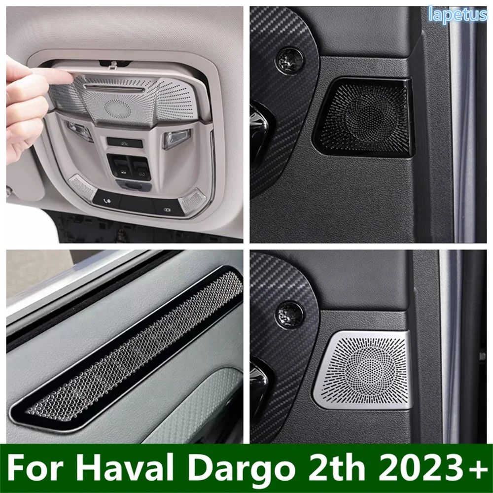 

Silver / Black Stainless Steel Car Audio Speaker Tweeter Cover Loudspeaker Trim For Haval Dargo 2th 2023 2024 Inner Accessories