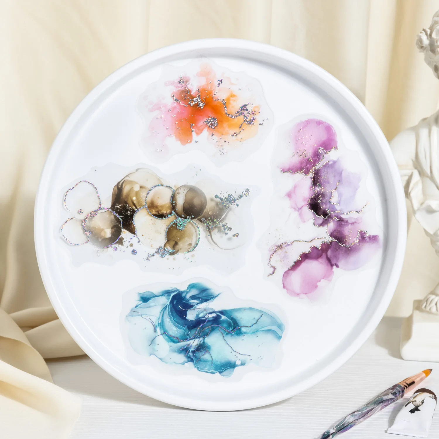 Gilded and Resplendent Series Vintage Watercolor Smudge Landscape Sticker Creative DIY Journal Material Collage Stationery